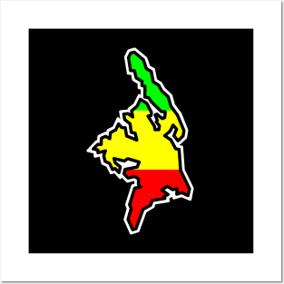 Cortes Island Silhouette in Rastafari Colours - Rasta Flag - Cortes Island Posters and Art